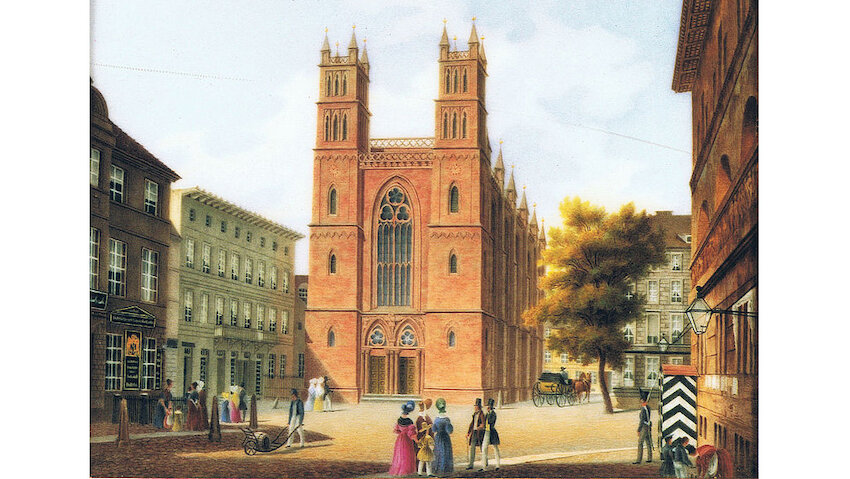 Friedrichswerdersche Kirche, Gemälde von Carl Daniel Freydanck (1839) © Kunstgewerbemuseum Berlin