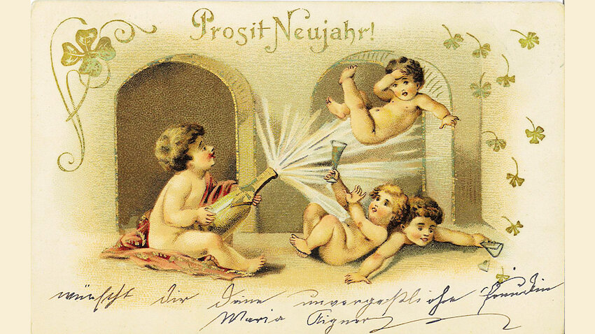 Neujahrspostkarte um 1900