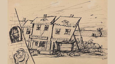 Bedrich Fritta, Kulissen für die internationale Kommission, 1943.44 © Jens Ziehe, Dauerleihgabe der Familie Fritta-Haas, Jüdisches Museum Berlin