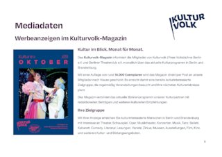 Kulturvolk-Magazin Mediadaten